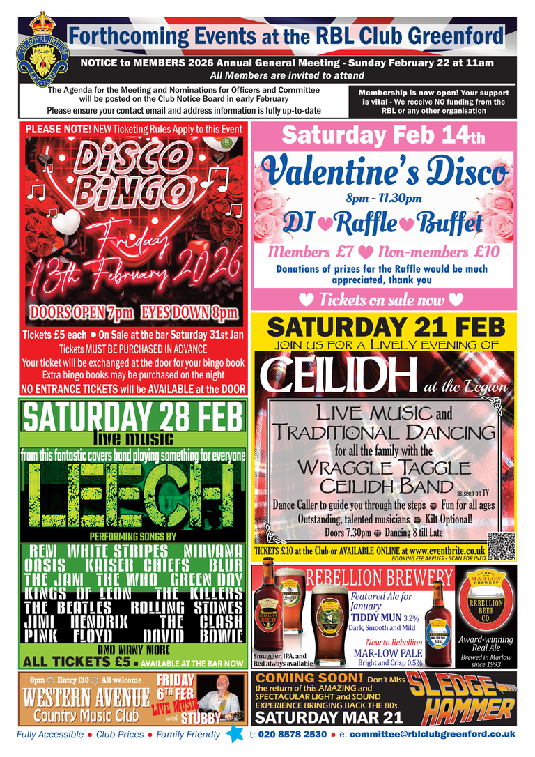 Upcoming events poster 